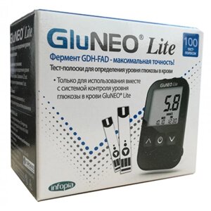 Тест-полоски для измерения уровня глюкозы в крови GluNEO Глюнео Lite № 100