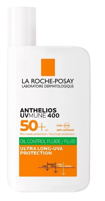 Солнцезащитный матирующий флюид для лица La Roche-Posay Ля Рош Anthelios UVMune 400 Oil Control Fluid SPF 50+PPD 56, - гарантия