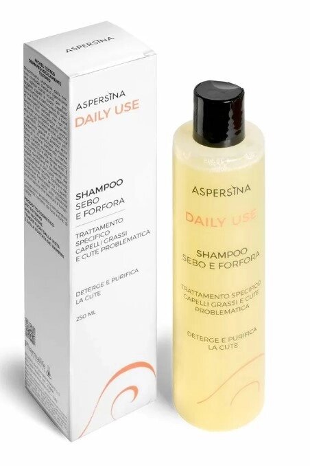 Шампунь для волос Aspersina Daily Use Shampoo Sebo E Forfora ежедневного применения, для жирной кожи головы, от компании Скажи здоровью ДА! - фото 1