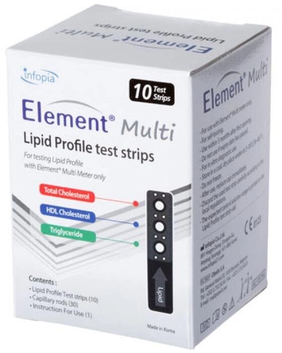 Тест-полоски для измерения липидного профиля Lipid Profile Element Multi № 10 от компании Скажи здоровью ДА! - фото 1