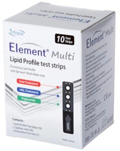 Тест-полоски для измерения липидного профиля Lipid Profile Element Multi № 10