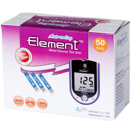 Тест-полоски для измерения уровня глюкозы в крови Element № 50 от компании Скажи здоровью ДА! - фото 1