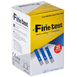Тест-полоски для измерения уровня глюкозы в крови Finetest Файнтест Auto-coding Premium № 25