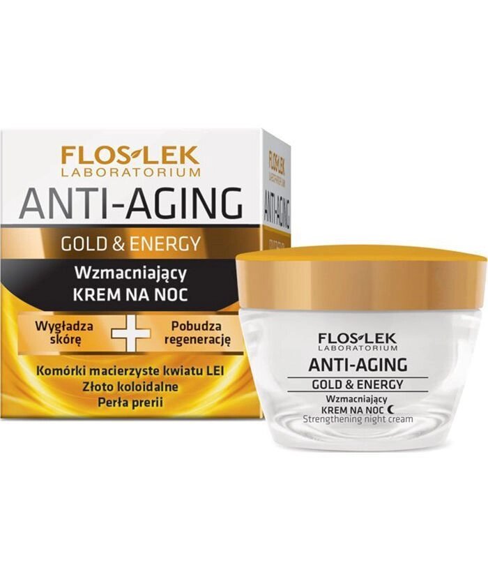 Укрепляющий ночной крем Floslek Anti-Aging Gold & Energy Strengthening Night Cream, 50 мл от компании Скажи здоровью ДА! - фото 1