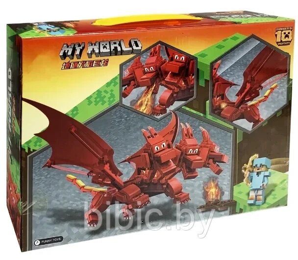 Детский конструктор Нападение красного дракона Minecraft Майнкрафт 6038 серия my world аналог лего lego от компании Интернет-магазин «Magic Day» - фото 1