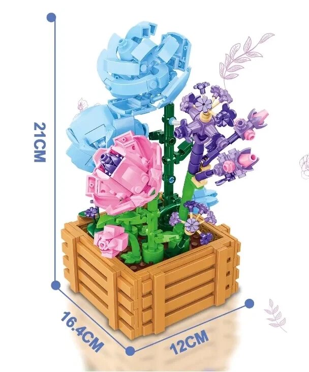 Конструктор Jie Star Цветы Букет роз в вазе, 550 деталей от компании Интернет-магазин «Magic Day» - фото 1