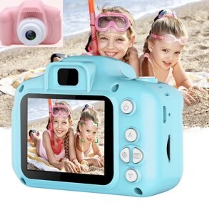 Детский цифровой мини фотоаппарат Summer Vacation (фото, видео, 5 встроенных игр) Голубой