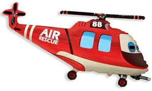 Шар (38''/97 см) Фигура, Вертолет-Спасатель, Красный, 1 шт.