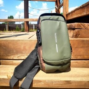 Сумка - рюкзак через плечо Fashion с кодовым замком и USB / Сумка слинг / Кросc-боди барсетка Зеленый с