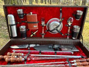 Набор для шашлыка и гриля в чемодане "Гюрза" Кизляр 37 предметов