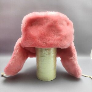 Шапка - ушанка сувенирная "Цветной мех" унисекс, Нежно-розовая 58 размер