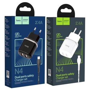 Сетевое зарядное устройство Hoco N4 Aspiring dual port charger set for Type-C Белый