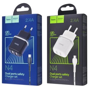 Сетевое зарядное устройство N4 Aspiring dual port charger set (for Micro)(EU) белый hoco 2,4A