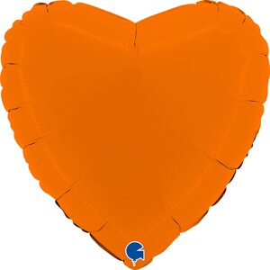 Шар (18/46 см) Сердце, Оранжевый, Сатин, 1 шт.