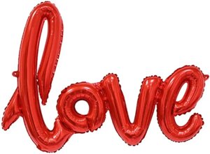Шар (22/56 см) Фигура, Надпись "Love", Красный, 1 шт.