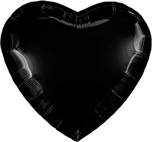 Шар (36/91 см) Сердце, Черный блеск, 1 шт. в уп.