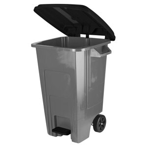 Бак для мусора 100л с крышкой, на колесах, дым Spin&Clean Freestyle SC700221026