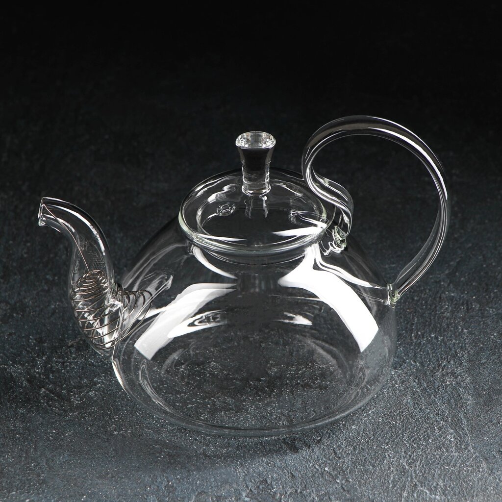 Чайник стеклянный заварочный с металлическим ситом Доляна «Элегия», 800 мл от компании ООО «ТВК Ритейл» - фото 1