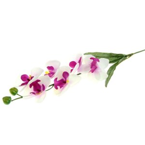 Цветок искусственный "Орхидея пышная бело-фиолетовая" 60 см 701086