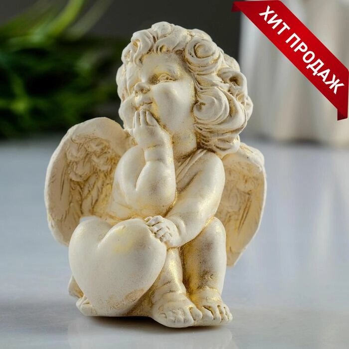 Фигура декоративная "Ангел с сердцем" 6х8х5см с позолотой Хорошие сувениры  6888561 от компании ООО «ТВК Ритейл» - фото 1