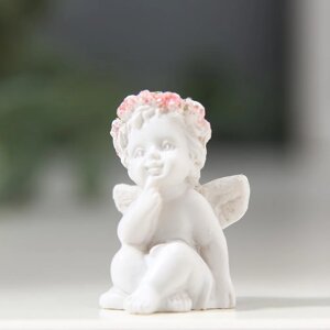 Фигура декоративная "Ангелок милашка в венке из роз" 2x2x (h)3см, микс СимаГлобал 906848