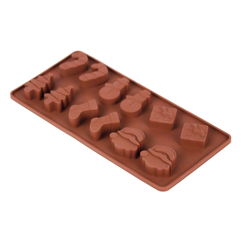Форма для шоколада 21x10x (h)1,5см "Зимние праздники", 12 ячеек Market Union  DA0549 от компании ООО «ТВК Ритейл» - фото 1