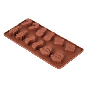 Форма для шоколада 21x10x (h)1,5см "Зимние праздники", 12 ячеек Market Union DA0549