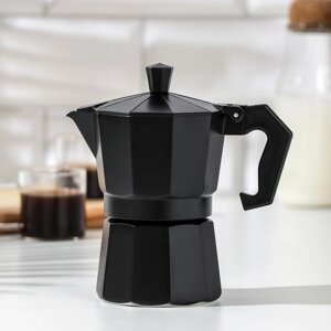Кофеварка гейзерная "Alum black" 150мл, на 3 чашки Доляна 6033394