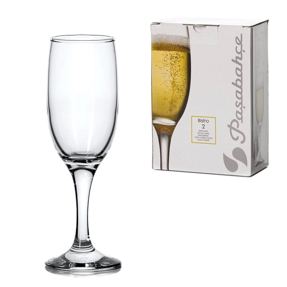 Комплект бокалов 190 мл для шампанского (2 шт.) Pasabahce Bistro 44419 1026622 от компании ООО «ТВК Ритейл» - фото 1