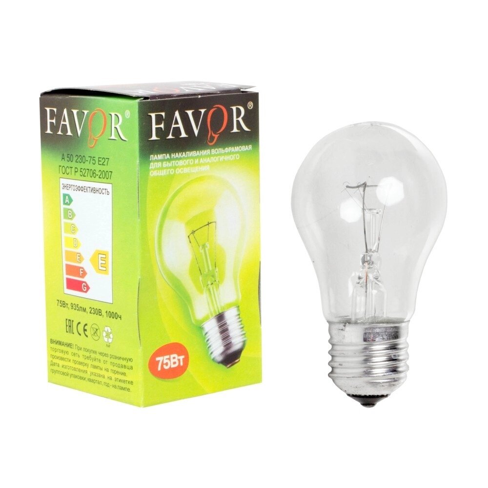 Лампа накаливания 230-75 A50 Favor  FAVOR от компании ООО «ТВК Ритейл» - фото 1