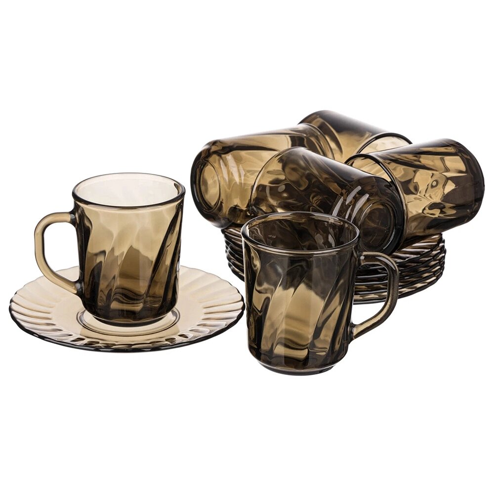 Набор чайный на 6 персон (12пр.): 6 чашек, 6 блюдец Glass Ink Elica 62099 от компании ООО «ТВК Ритейл» - фото 1