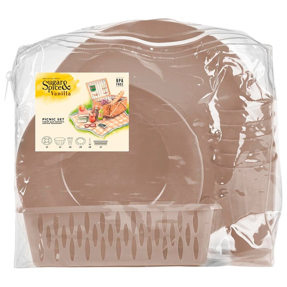 Набор для пикника на 5 персон (18пр.) в сумке, латте Sugar&Spice Vanilla SE1810 12 005 от компании ООО «ТВК Ритейл» - фото 1