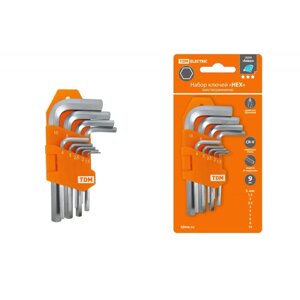 Набор ключей "HEX" 9 шт. 1.5-10 мм, короткие, держатель в блистере), CR-V сталь "Алмаз"