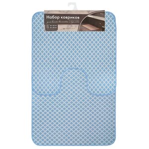 Набор ковриков для ванной и туалета "Техно", голубой (2пр. 50х85см, 50х52см Вилина 7060-001-blue