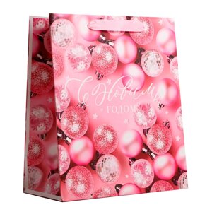 Пакет ламинированный вертикальный "Розовые шарики" 23x11,5x (h)27см Дарите Счастье 4843457