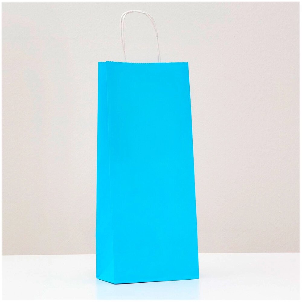 Пакет подарочный крафтовый «Голубой» 14x8x (h)32см, для бутылки Upak Land  6880426 от компании ООО «ТВК Ритейл» - фото 1