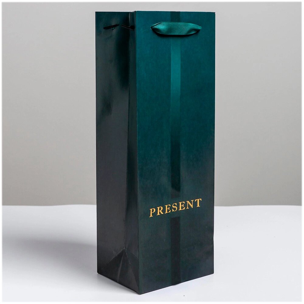 Пакет подарочный «Present» 12x9x (h)36см, для бутылки Дарите Счастье  5035702 от компании ООО «ТВК Ритейл» - фото 1