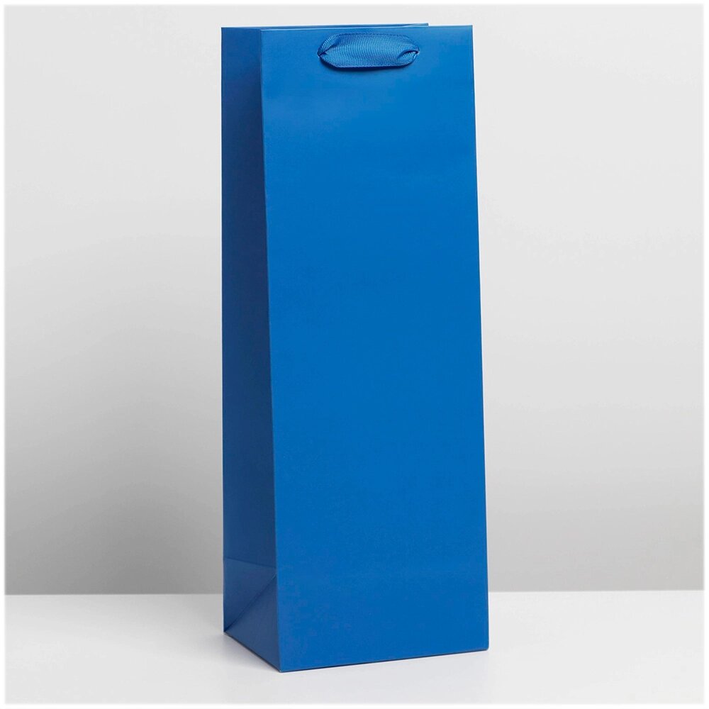 Пакет подарочный «Синий» 13x10x (h)36см, для бутылки Дарите Счастье  7184510 от компании ООО «ТВК Ритейл» - фото 1