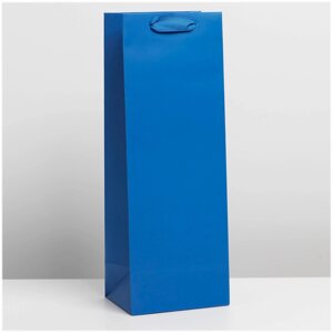 Пакет подарочный «Синий» 13x10x (h)36см, для бутылки Дарите Счастье 7184510