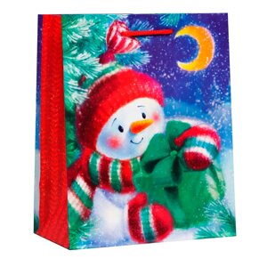 Пакет подарочный "Снеговик с подарком", 18x10x (h)22,3см СимаГлобал 7292527