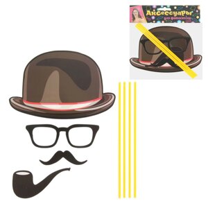 Аксессуары для фотосессии "Джентльмен": шляпа, очки, усы, трубка Страна Карнавалия 1090263