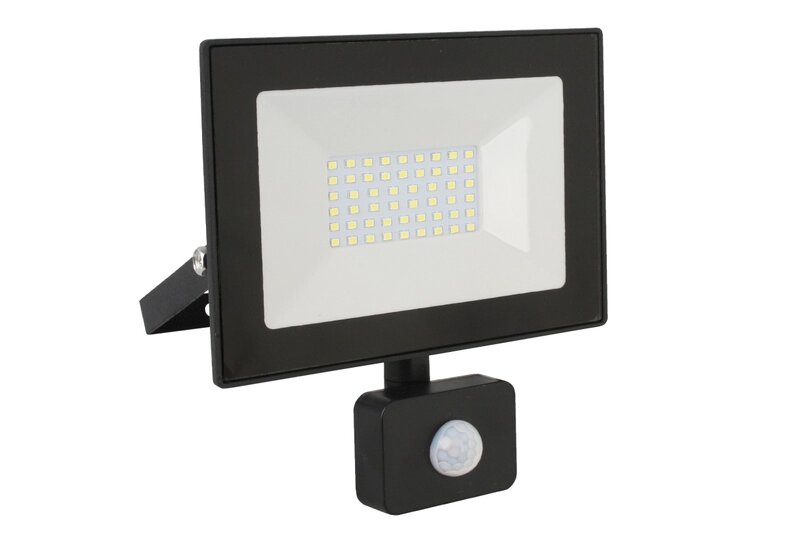 Прожектор LED Ultraflash LFL-5002S C02 черный (с датчиком, 50 Вт, 230В, 6500К) от компании ООО «ТВК Ритейл» - фото 1