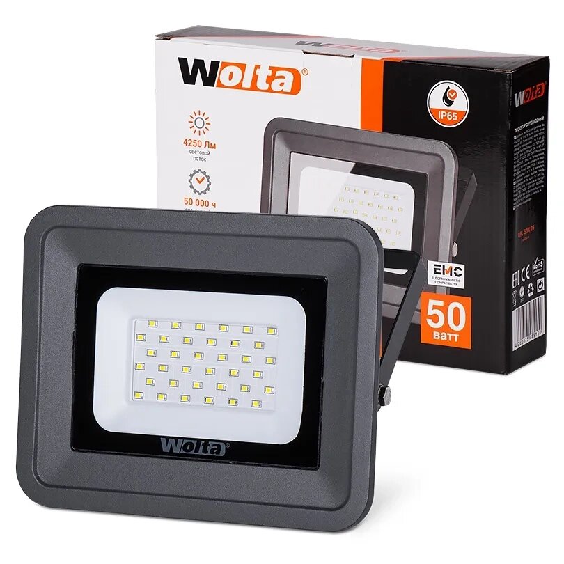 Прожектор WOLTA WFL-50W/06 LED 5700K 50Вт SMD, IP65 4500Лм /10 от компании ООО «ТВК Ритейл» - фото 1