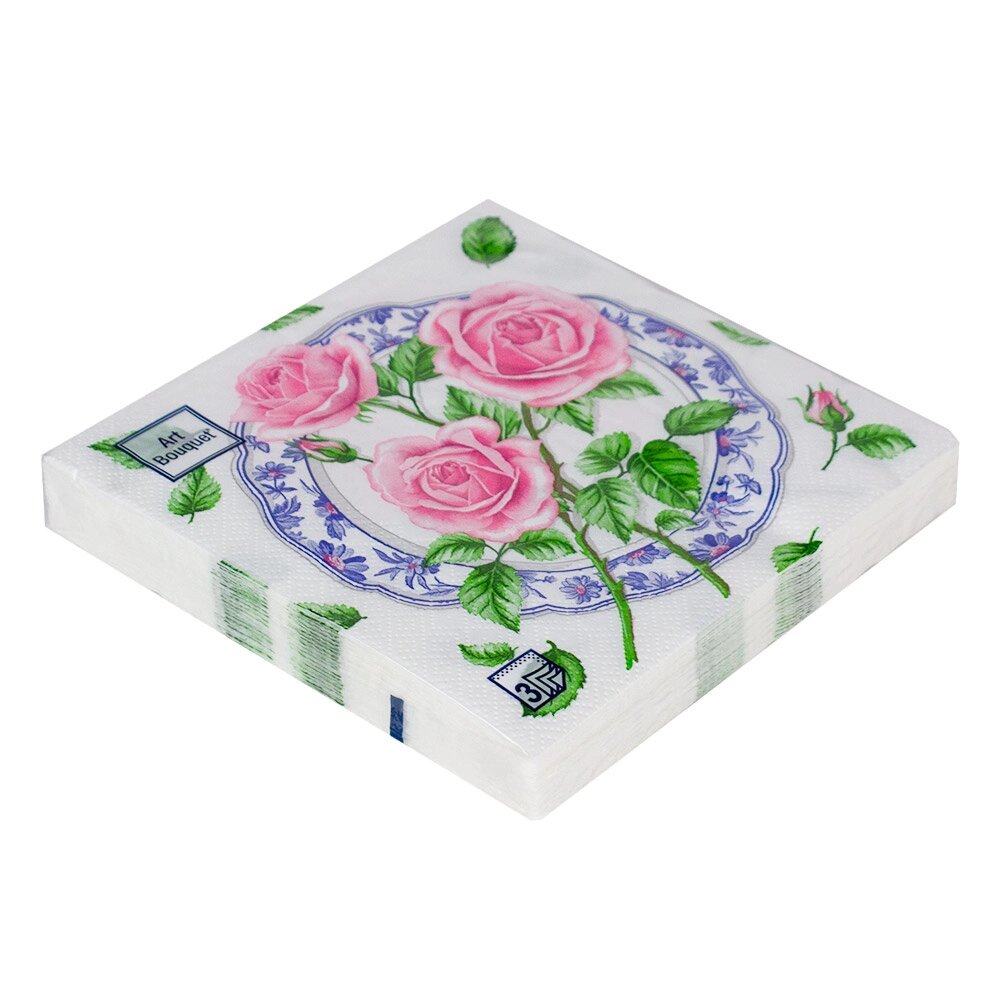 Салфетки бумажные "Декор с розами" 33x33см, 3 слоя, 20шт. Bouquet Art 57300 от компании ООО «ТВК Ритейл» - фото 1
