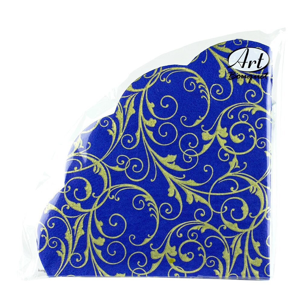 Салфетки бумажные "Очарование на синем" круглые (d)32см, 3 слоя, 12шт. Bouquet Art Rondo 37614 от компании ООО «ТВК Ритейл» - фото 1