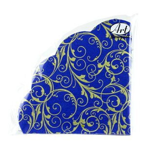 Салфетки бумажные "Очарование на синем" круглые (d)32см, 3 слоя, 12шт. Bouquet Art Rondo 37614