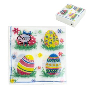Салфетки бумажные "Пасхальные яйца" 24x24см, 1слой, 40шт. Bouquet Desna Design 57423