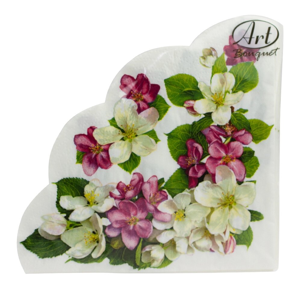 Салфетки бумажные "Яблоневый цветок" (d)32см, 3 слоя, 12шт. Bouquet Art Rondo 57342 от компании ООО «ТВК Ритейл» - фото 1