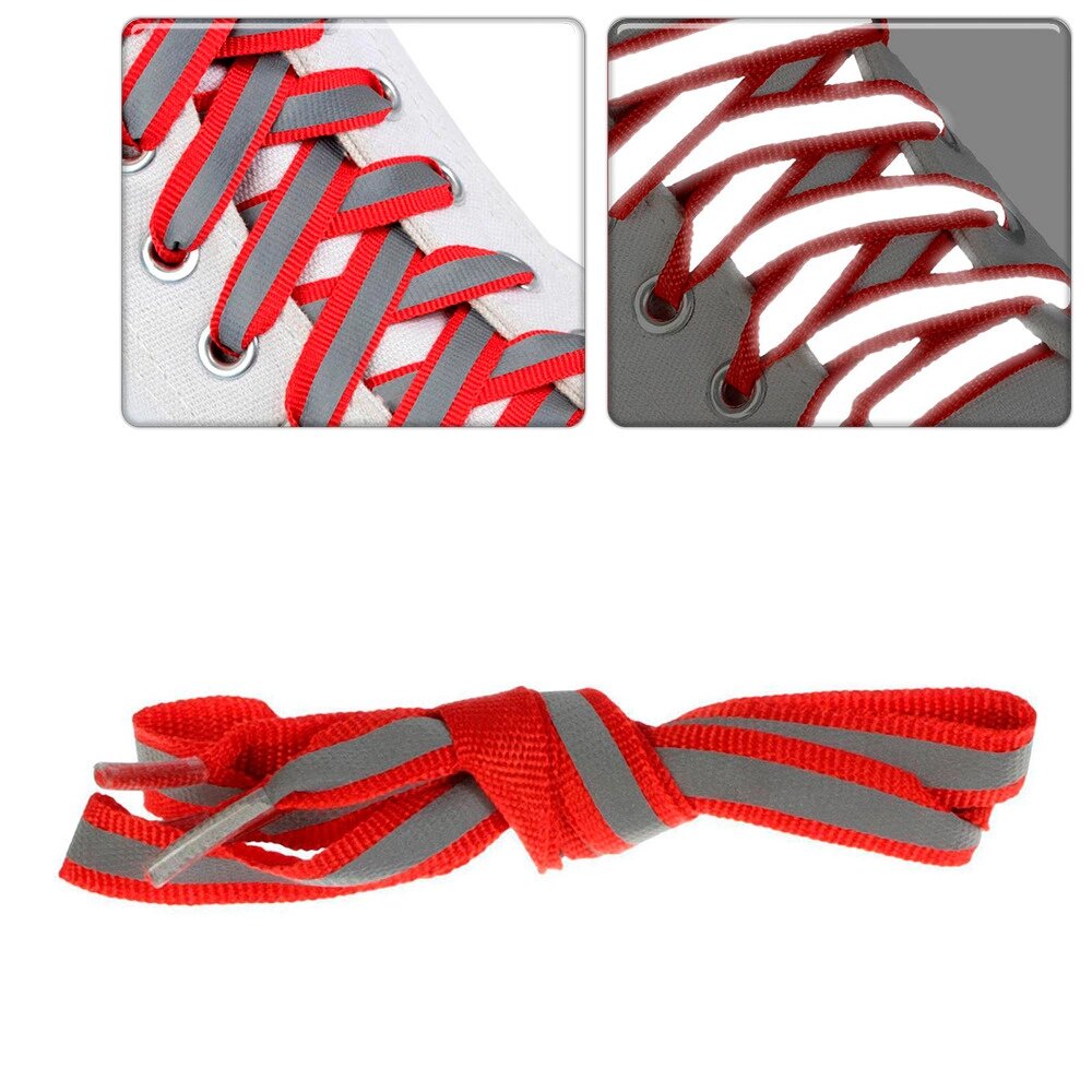 Шнурки красные со светоотражателем 110см, с плоским сечением 10мм Onlitop  1859411 от компании ООО «ТВК Ритейл» - фото 1