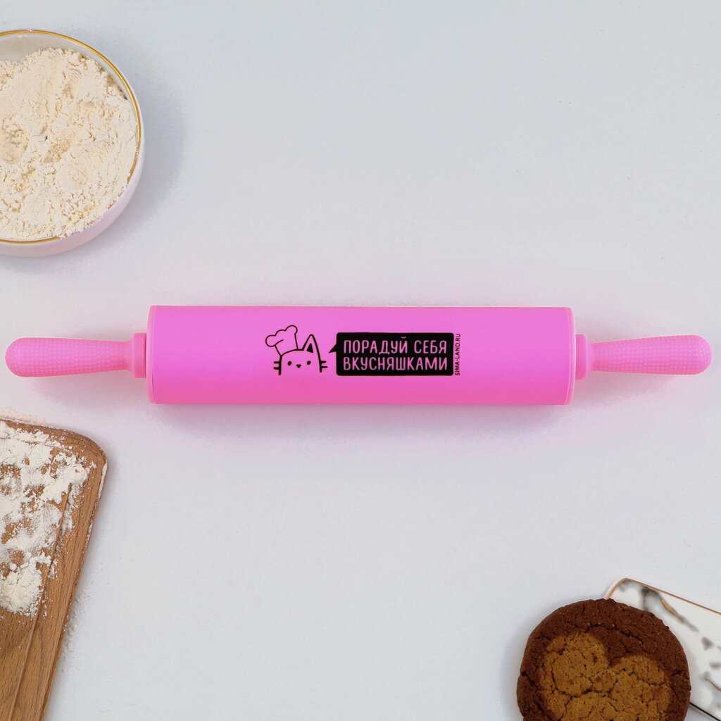 Скалка «Порадуй себя», 31 х 4.2 см, силикон, пластик, цвет розовый от компании ООО «ТВК Ритейл» - фото 1